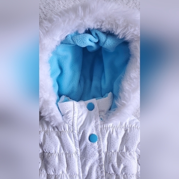 $75 HAWKE & CO HOODED PUFFY WINTER COAT JACKET SPARKLE WHITE 18M  MONTHS #4 - Picture 3 of 10